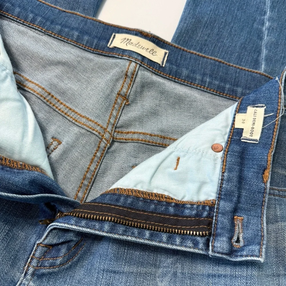 Madewell Cali Demi Boot Jeans Blue Wash Women Size 30 Zip Up Ankle Length - Picture 7 of 14